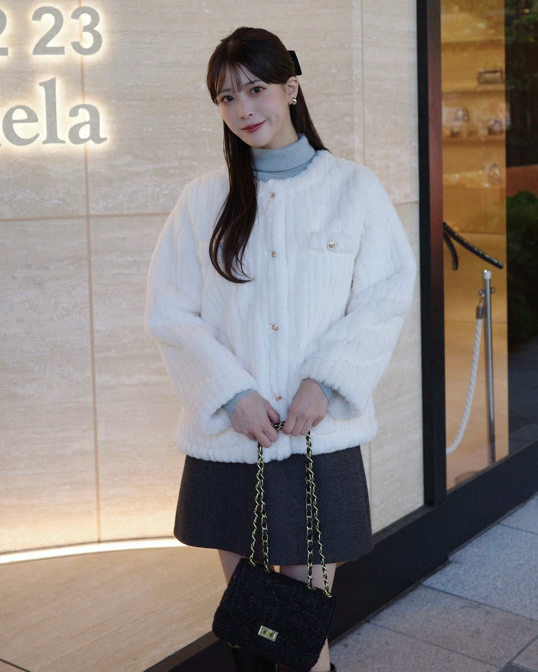ノーカラーエコファーコート – Maison de Lyla