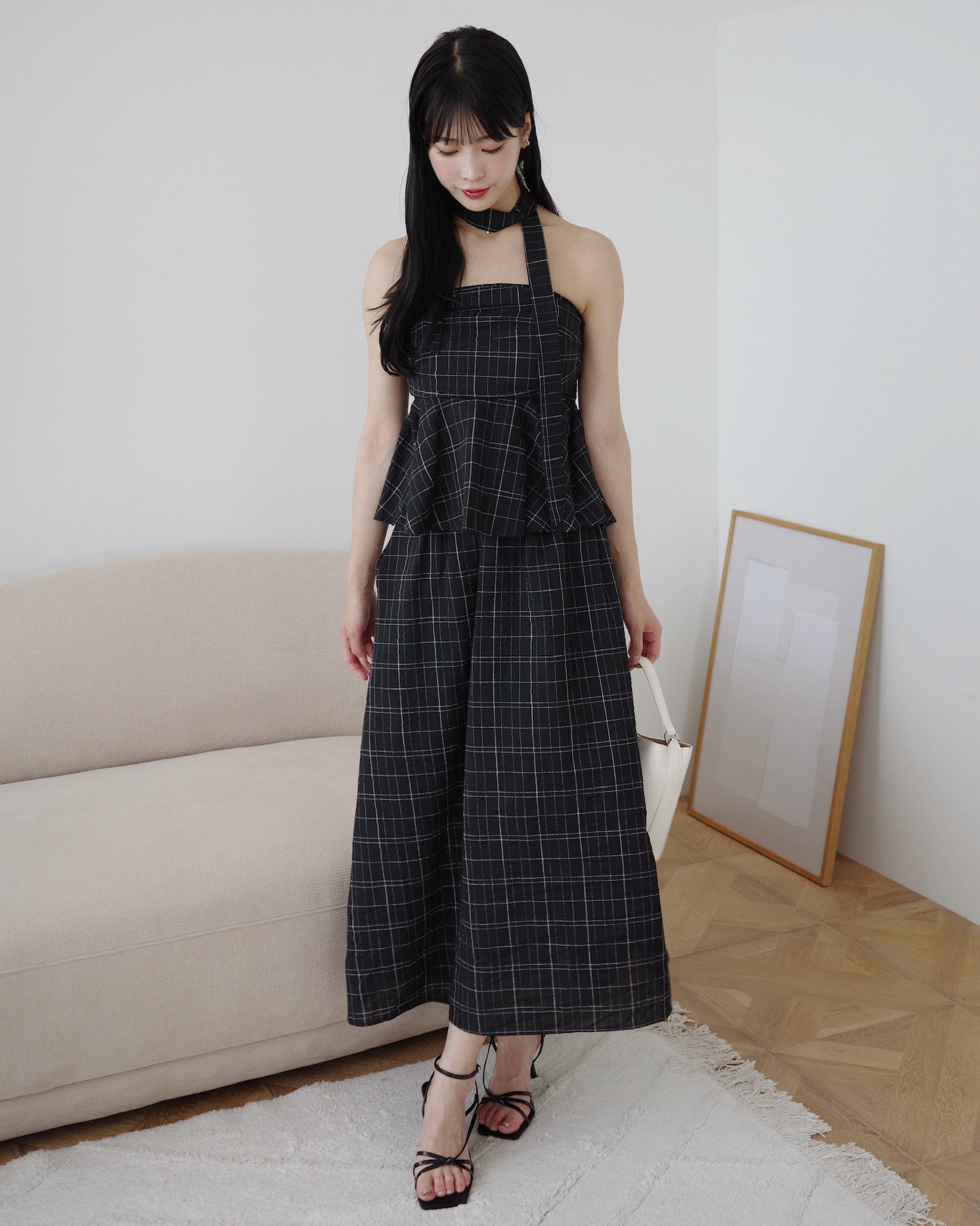 LEFLAH チェック セットアップ セットアップ チェック ジャケット ショートパンツ グリーン