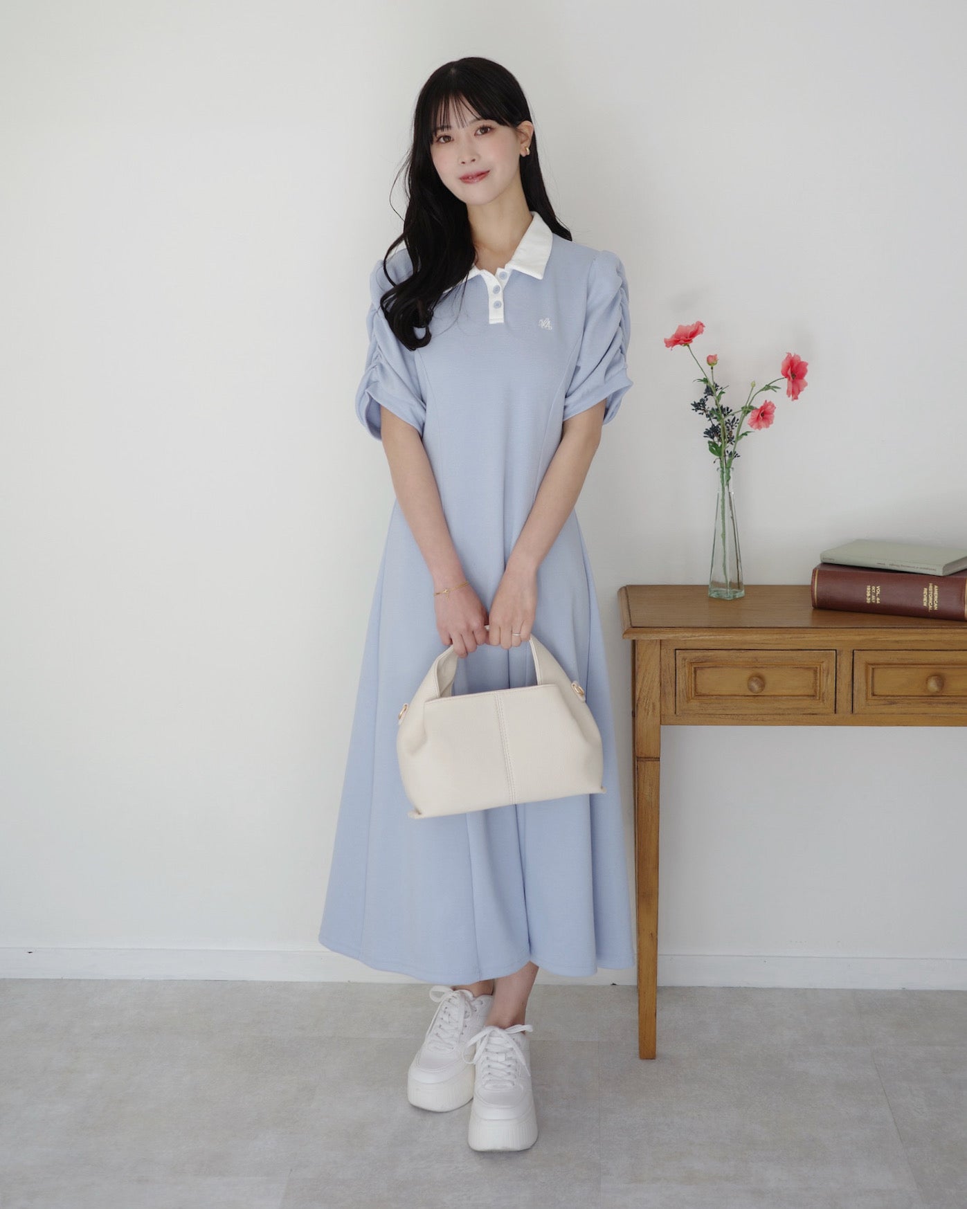美品 マディソンブルー ラウンドカラー ポロニット ドレス ワンピースバイカラー 美品 マディソンブルー ラウンドカラー ポロニット ドレス