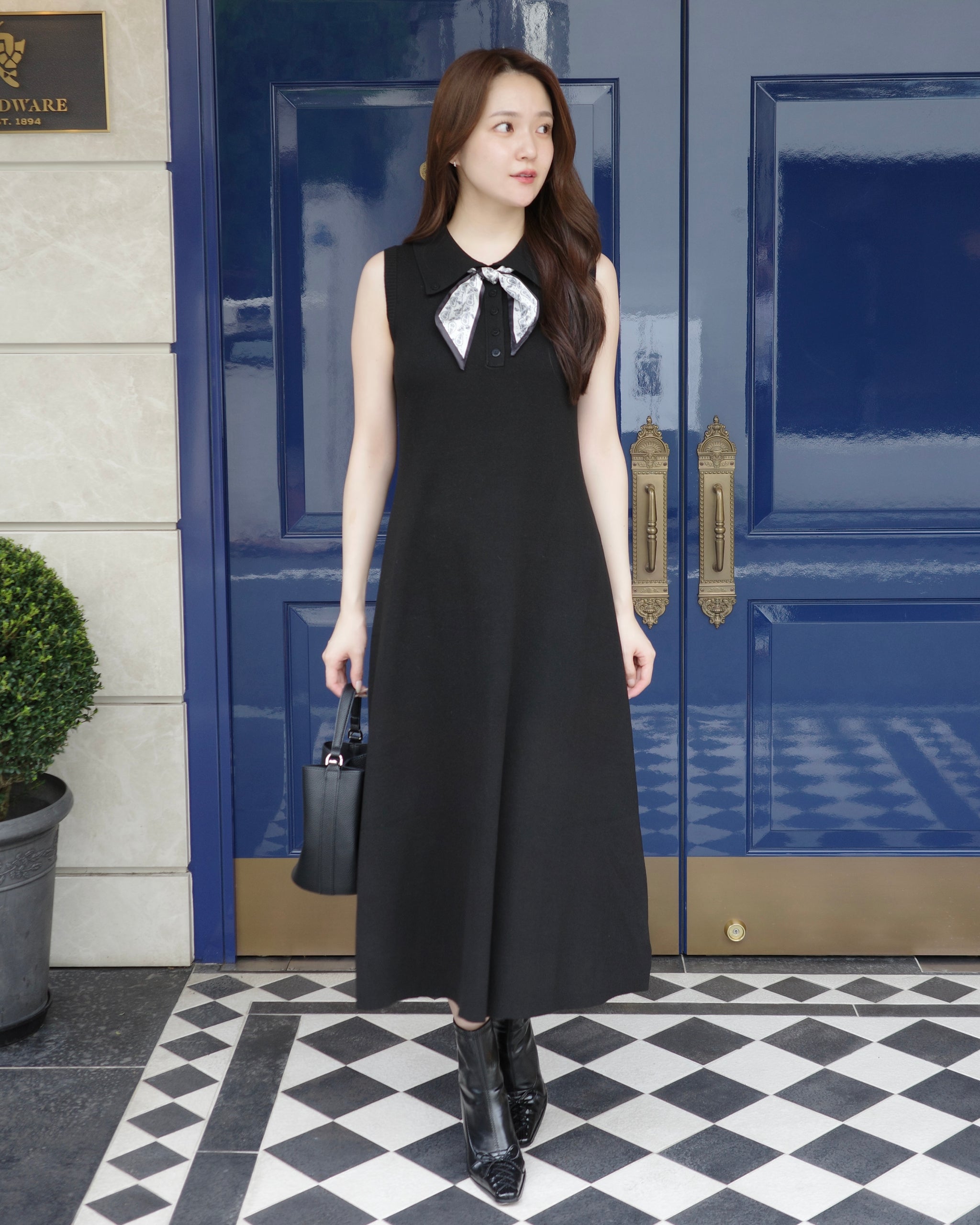 1day10%OFF】スカーフノースリーブニットワンピース – Maison de Lyla