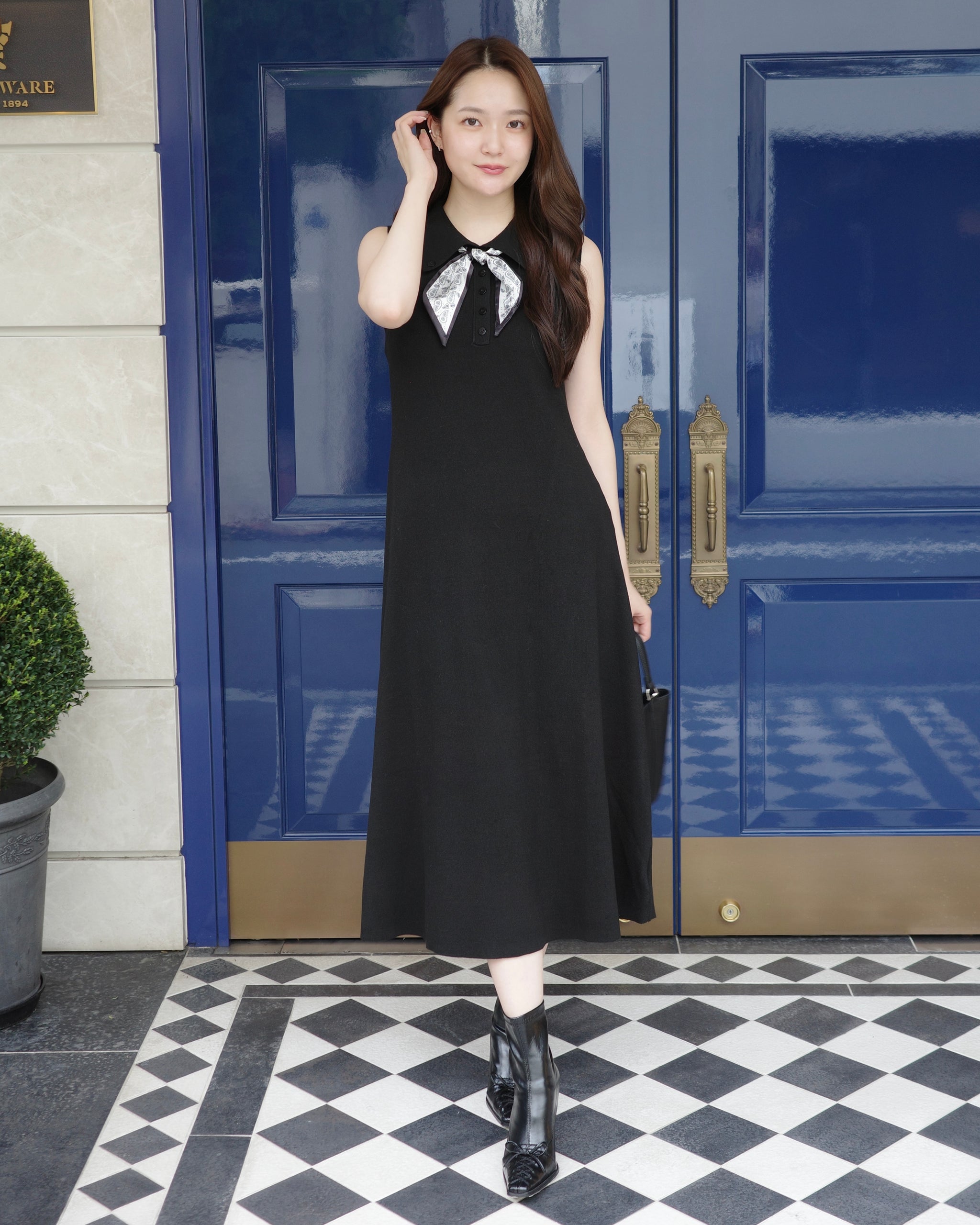 マーガレットタータン ノースリーブワンピース アカ マーガレットタータン ノースリーブワンピース アカ