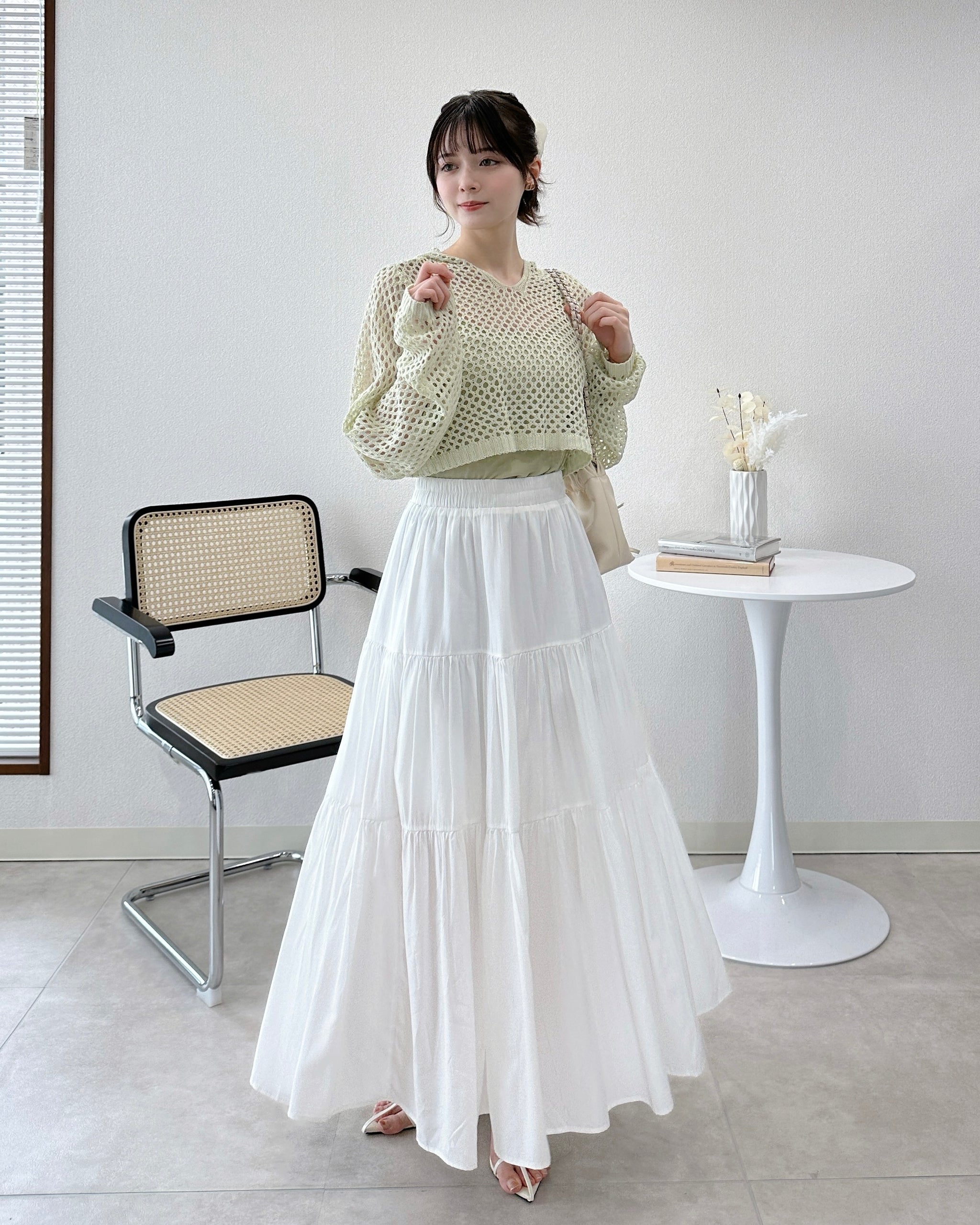 Heve クロスラッフルTOPSホワイト