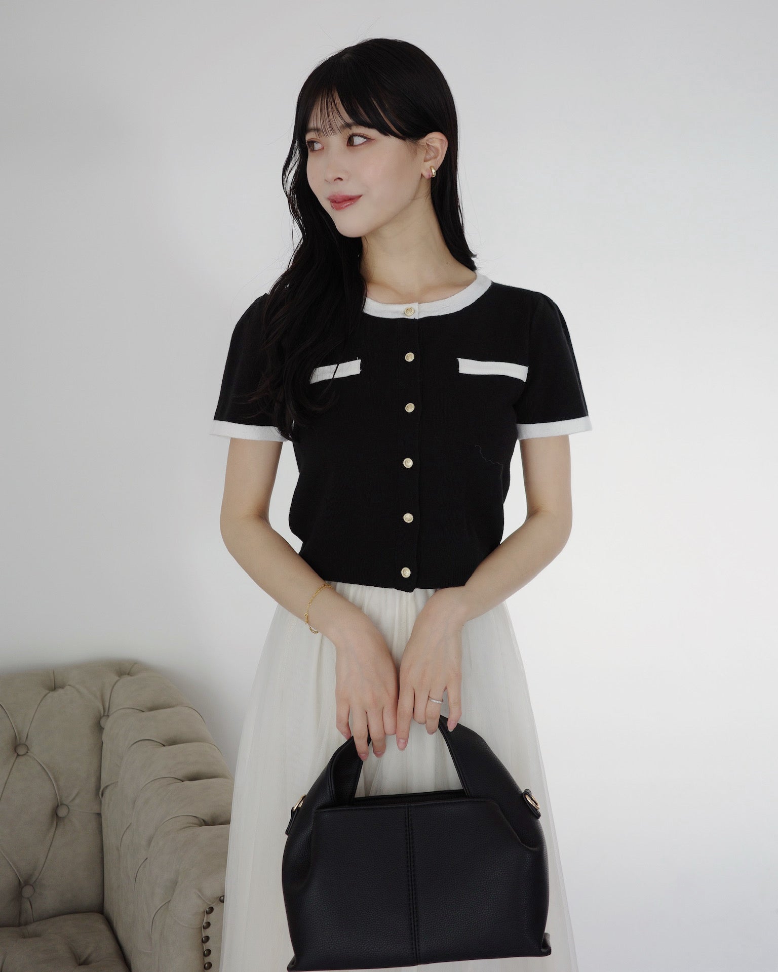 maisondelyla メゾンドライラ バイカラーニットカーディガン バイカラーニットカーディガン – Maison de Lyla