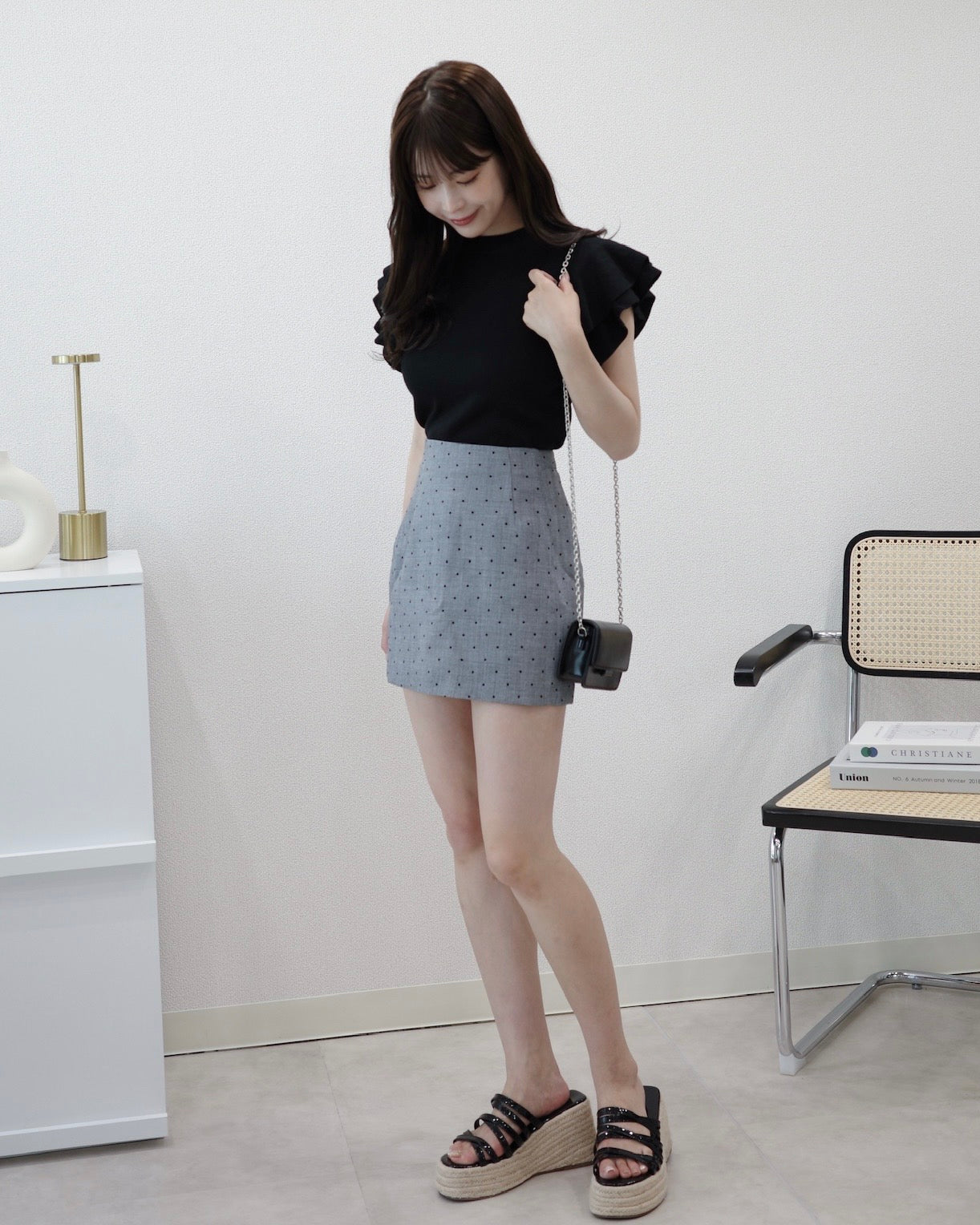 美品 ANDMARY ライトブルー タイトスカート ミニスカート