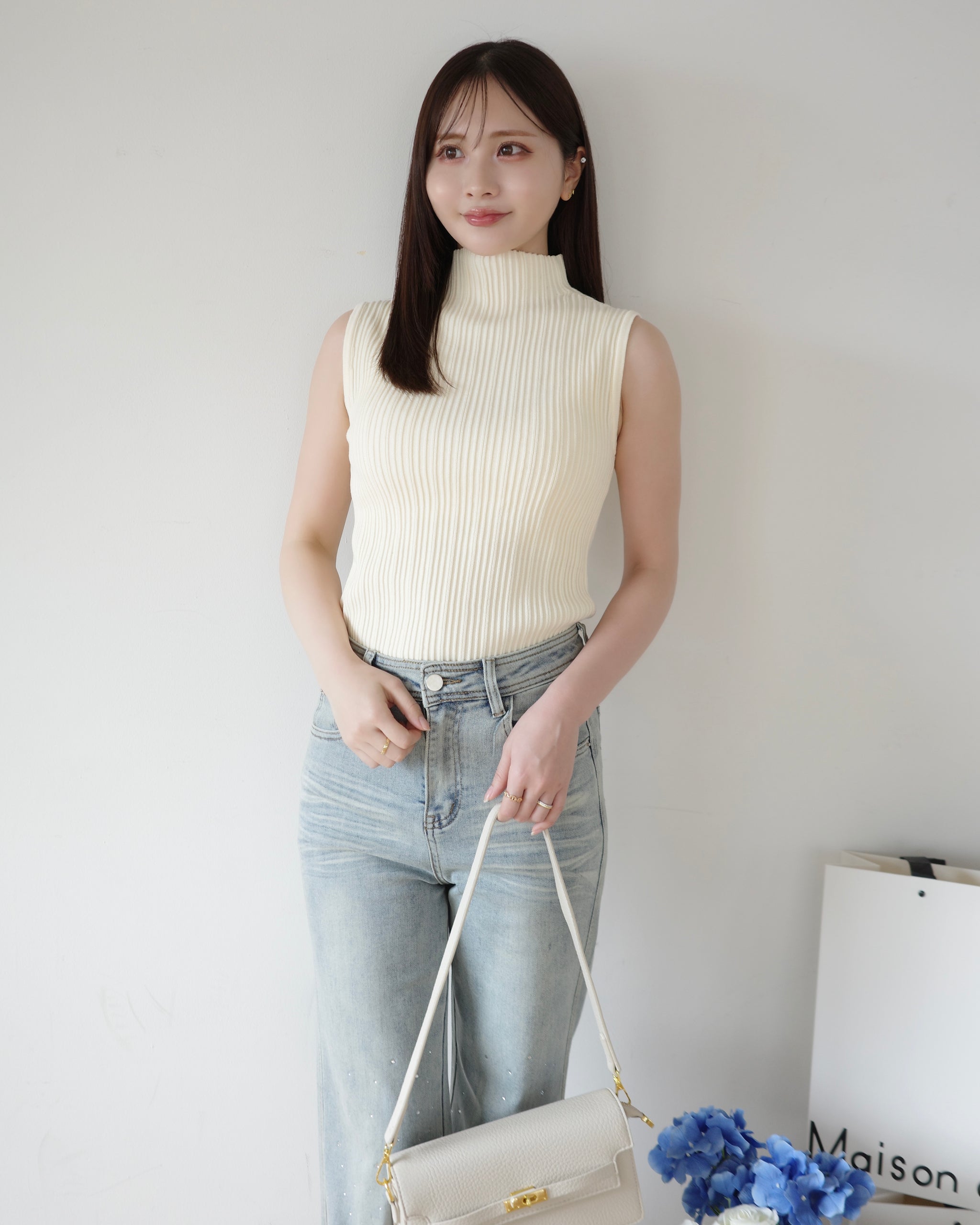 ノースリーブリブニットトップス – Maison de Lyla