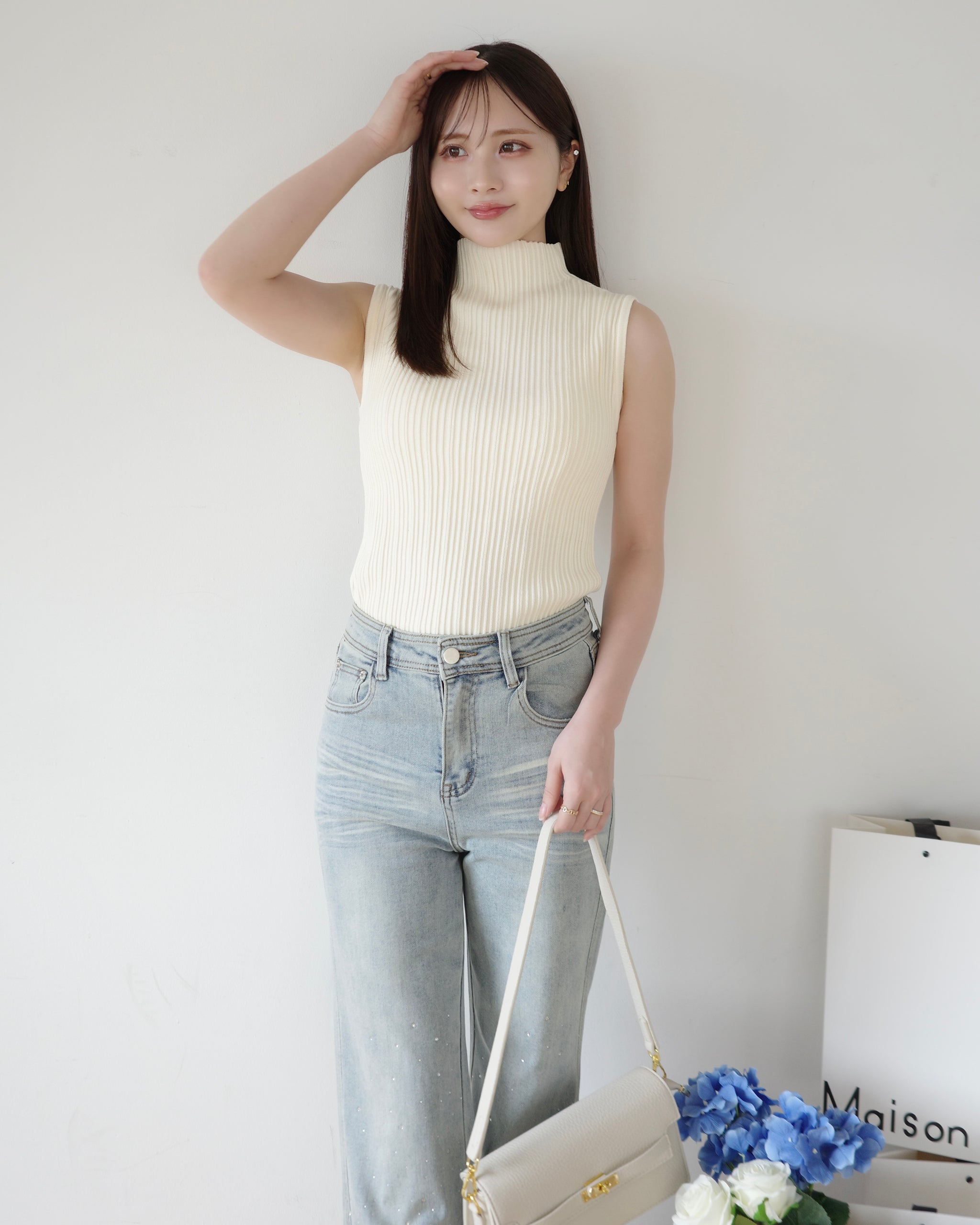 ノースリーブリブニットトップス – Maison de Lyla