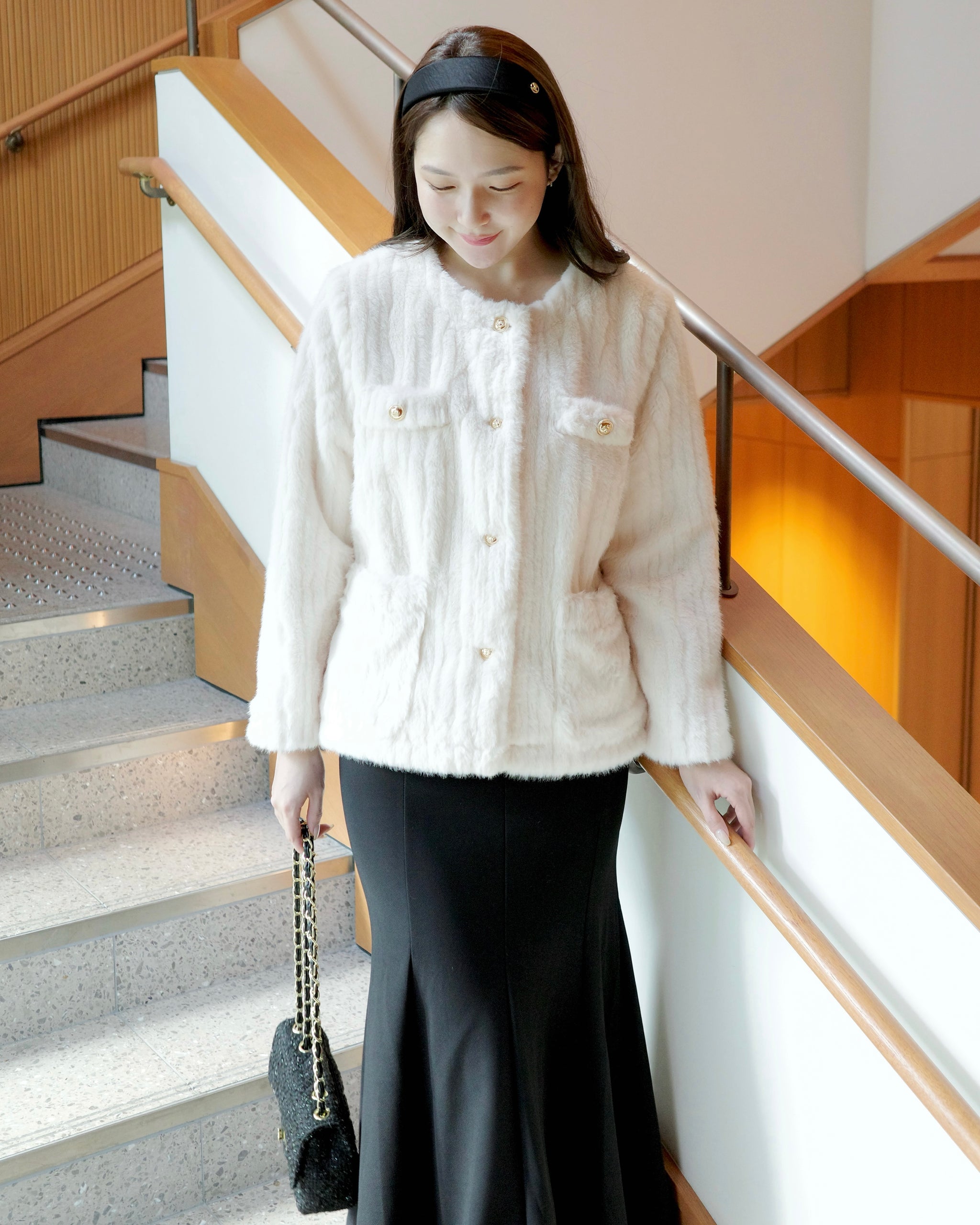 Maison De Lyla ノーカラーエコファーコート ノーカラーエコファーコート – Maison de Lyla