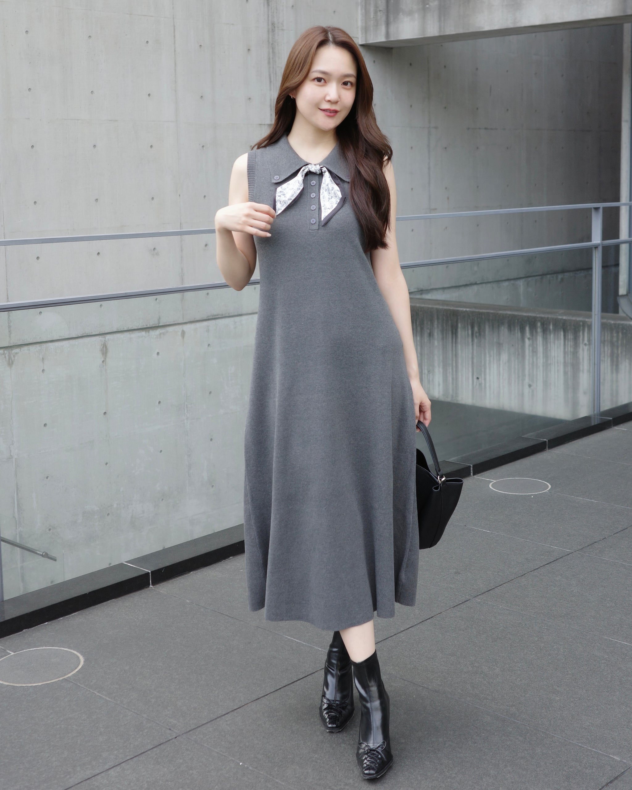 1day10%OFF】スカーフノースリーブニットワンピース – Maison de