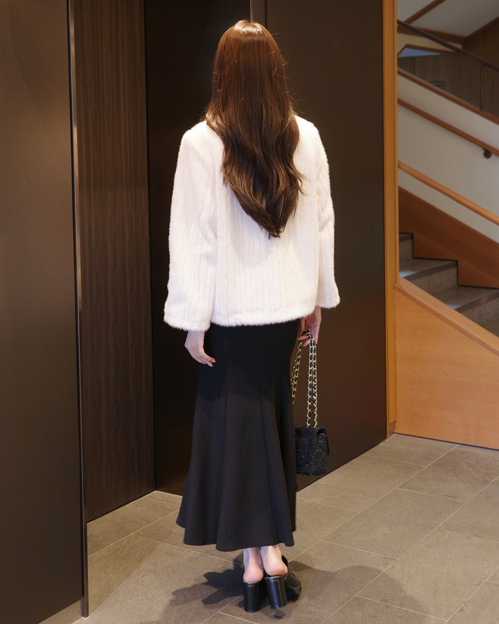 【10/6まで】maison de lyla ノーカラーエコファーコート 68D6C1E3-0983-40F9-AE6C-