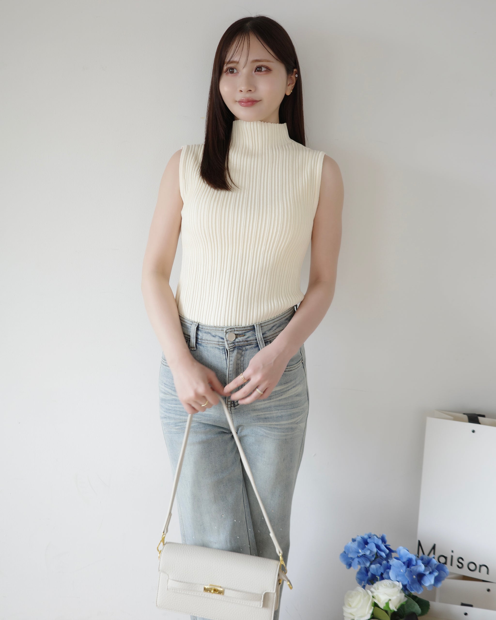 ノースリーブリブニットトップス – Maison de Lyla